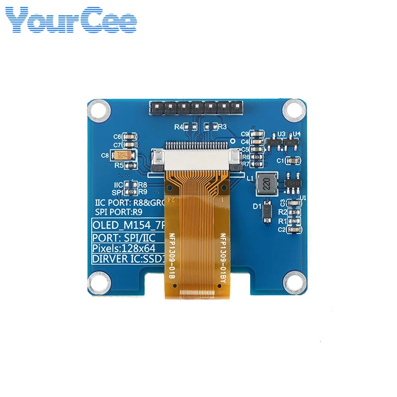 1.54" OLED Module 1.54 inch LCD Screen Display SSD1309 Drive 4PIN/7PIN 128*64 128x64 SPI/IIC I2C Full Perspective 3.3V-5V