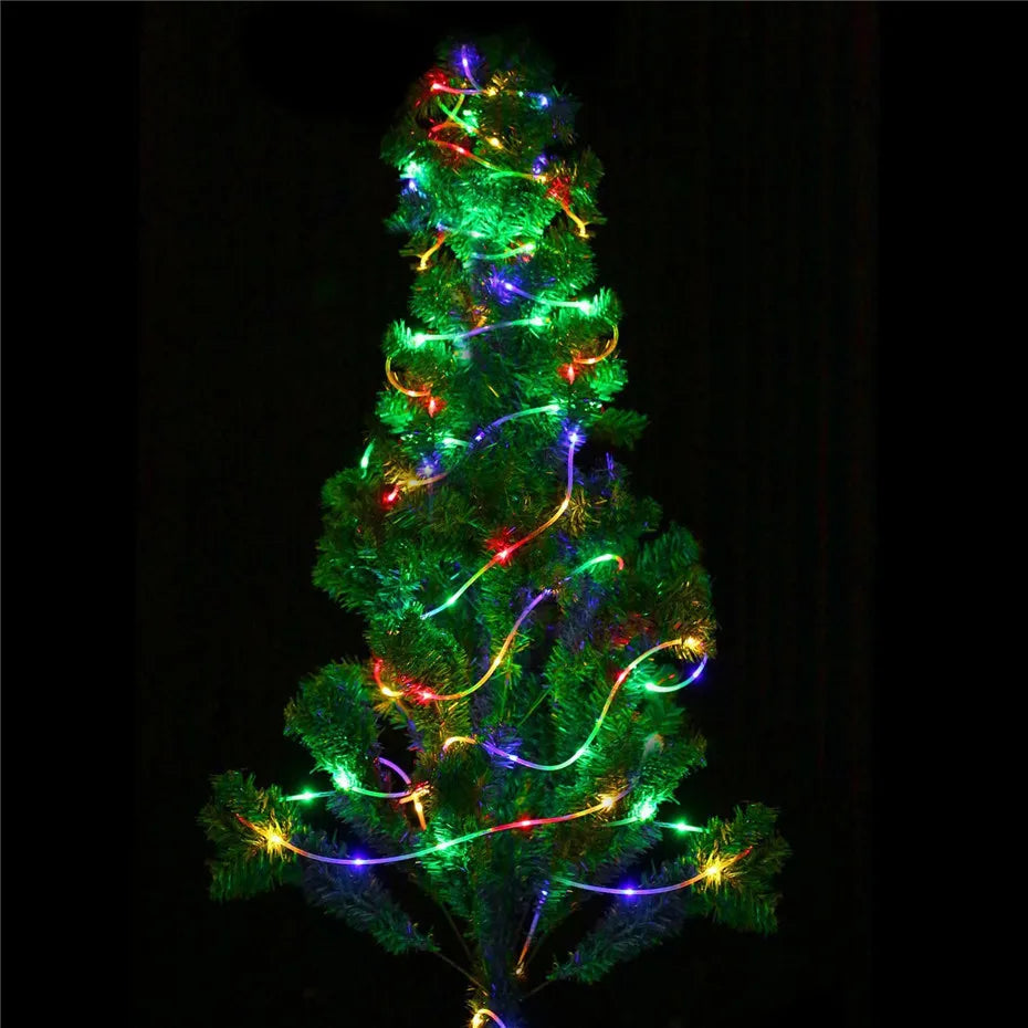 Solar String Lights Outdoor Waterproof LED Strip Rope Tube Lamp Christmas Fairy Garland String Lights for Garden Tree Yard Fence