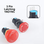 16mm e-stop switch 30mm Mushroom emergency stop 3/6 pins 1NO1NC/2NO2NC Latching self Weather Pack push button switch
