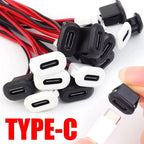 Waterproof USB Type C Female Socket, 2-Pin 3A Fast Charging Port, Direct Crimp Mount for Cable Repair & DIY Extension