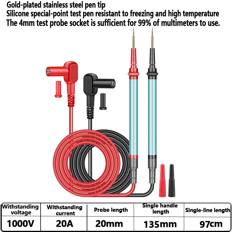 Digital Multimeter Probe Test Leads 1000V 10A Universal Needle Tip Multi Meter Tester Lead Probe Wire Pen Cable