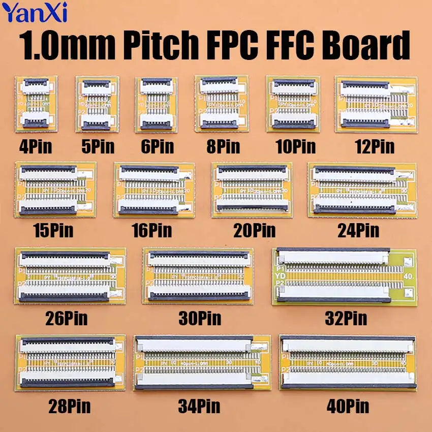 FFC FPC Flexible Flat Cable Extension Adapter Board 1.0MM Spacing 4 5 6 8 9 10 12 15 16 20 24 26 28 30 32 34 Pin Wire Connector