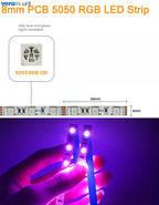 5m 12V 24V DC RGB LED Strip 30LEDs/m 60LEDs/m 96LEDs/m 120LEDs/m SMD 5050 Flexible LED Light Tape 8mm 10mm PCB for Decoration