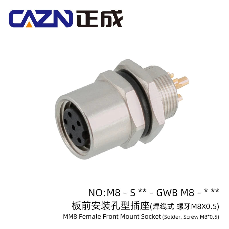 M8 Socket 3 4 5 6 8 Pins Female Male Solder Type Front Back Panel Mount Waterproof Connectors