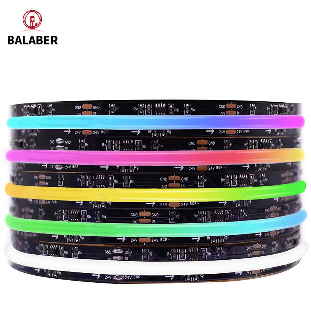FOB COB Light Strip, SPI Addressable WS2811, Dreamy Colors, 360/480/576/720 LEDs, Low-Voltage 5V/12V/24V RGB LED Light Strip