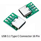 USB 3.1 Type-C 16-Pin Test Breakout Board Full Pinout Adapter Socket for Diagnosis & Data Cable Prototyping