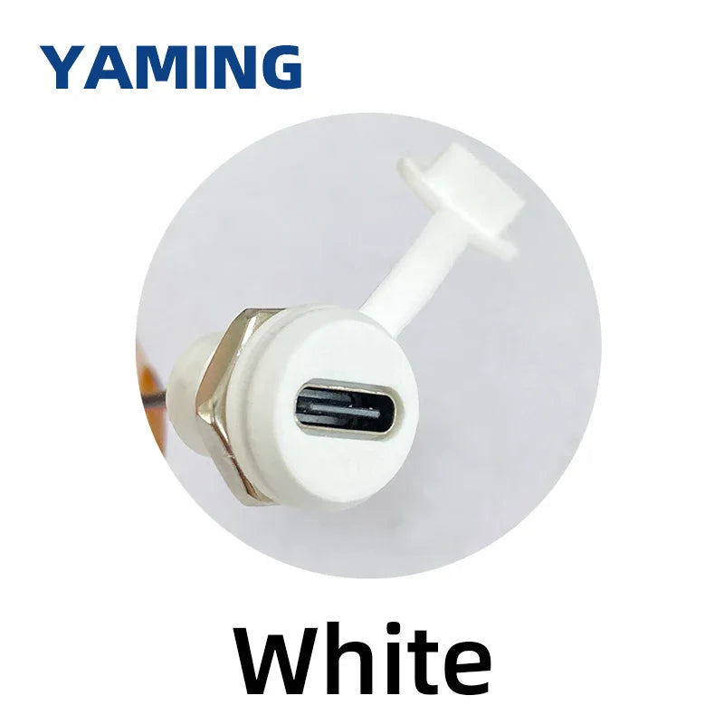 TYPE-C USB Connector 2/4 Pins With 15cm Wire Waterproof Female Seat With PH2.0 Terminal Nut Lock Plate