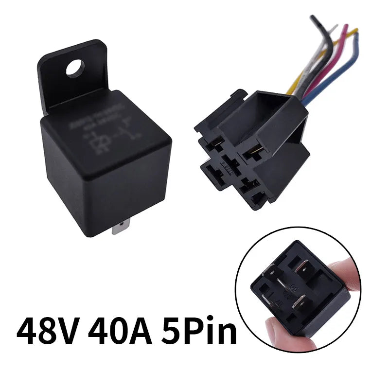 JD2912 4 Pin 5 Pin 40A DC 12V 24V 36V 48V Auto Car Relay with Mounting Hole Coil Power 1.8W Automobile Control Device with Line