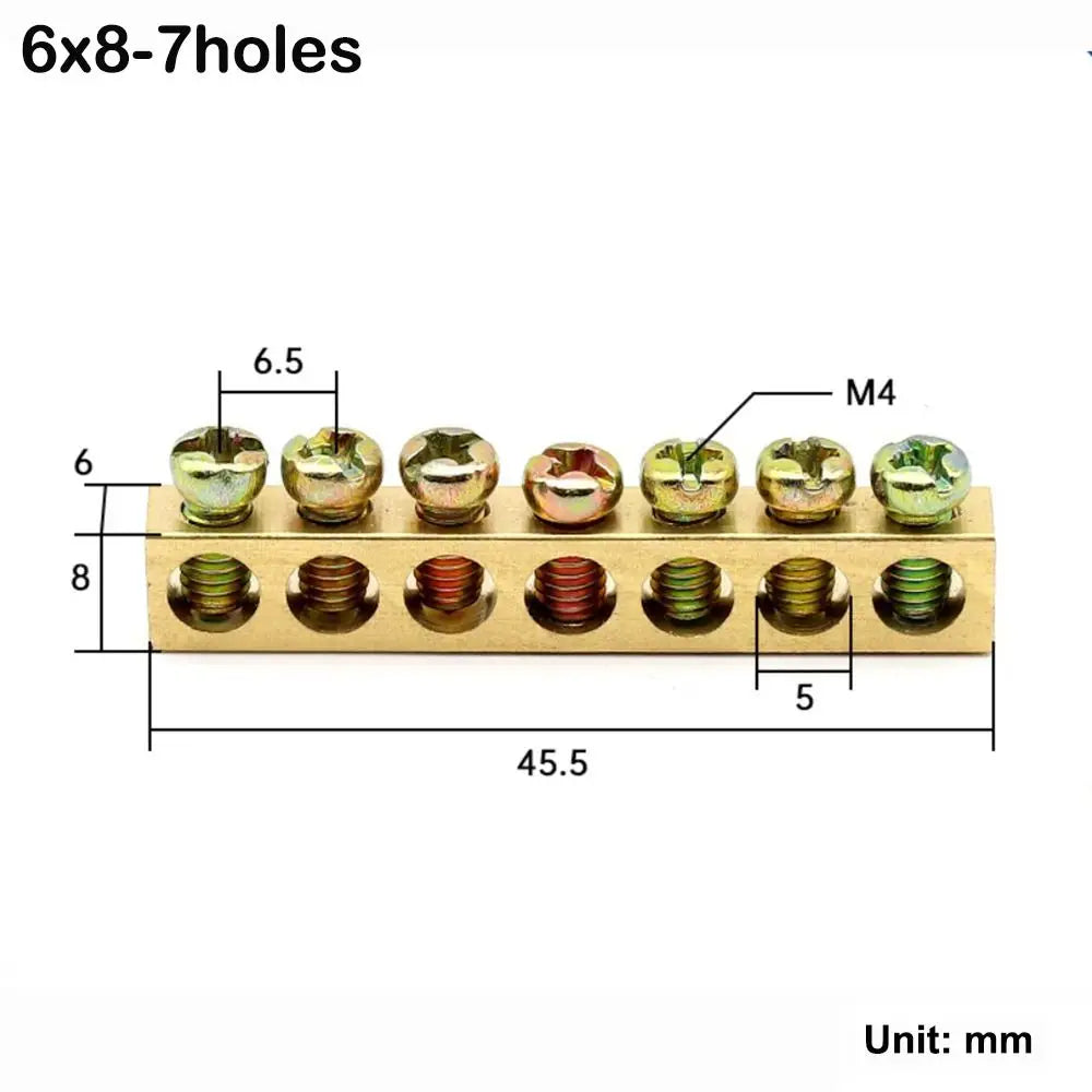 Copper Wire Connector Multi-specification With Hole Screw Brass Connection Row Zero Ground Terminal Electrical