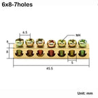 Copper Wire Connector Multi-specification With Hole Screw Brass Connection Row Zero Ground Terminal Electrical