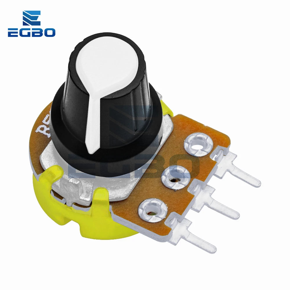 5PCS WH148 1K 5K 10K 20K 50K 100K 500K Ohm 15mm 3 Pin Linear Taper Rotary Potentiometer Resistor for Arduino with AG2 White Cap