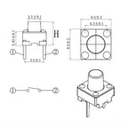 1Box 6x6mm Micro Push Button Tactile Tact Switch Kit 12V 2/4 Pin DIP2 PCB Momentary Switch DIY TV Toy Home Use Button Key Switch