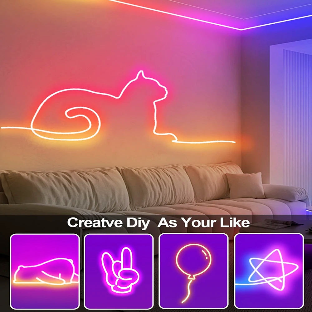 WISCOLOR WIFI RGBIC LED Neon Rope Lights Waterproof Music sync voice control Support Smart Life/TUYA/Alexa For Home Decoration