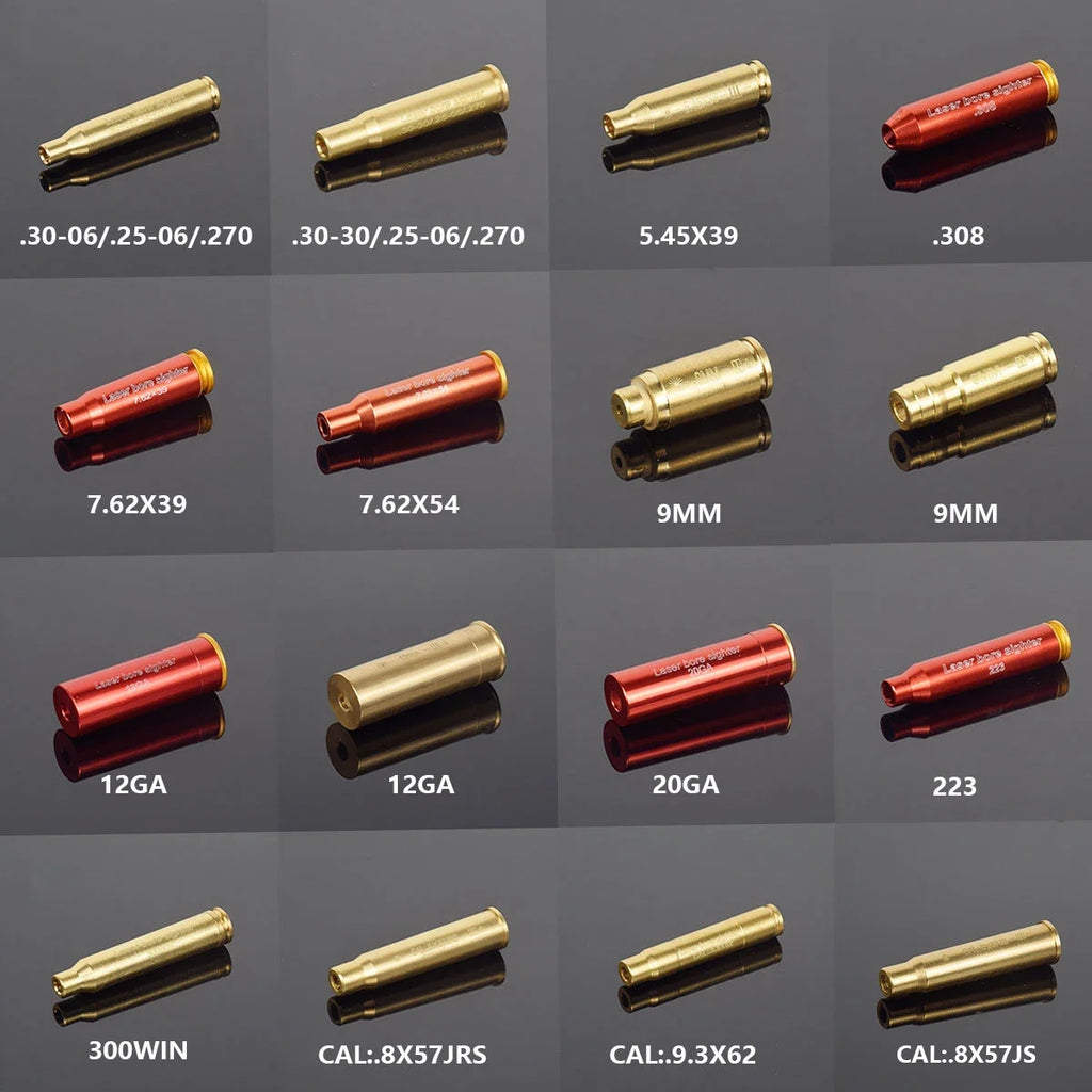 12GA 20GA .308 .223 5.45x39 7.62x39 9x19mm.338 Gauge Red Laser Bore Sighter Training Bullet Boresighter CAL Cartridge Caliber