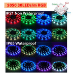 DC 5V RGB LED Strip 5050 30LEDs/m Battery Powered IP21/IP65 IR RF Remote Control Flexible Tape for TV Backlight Room Decor