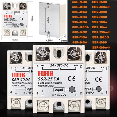 Solid State Relay SSR-40DA AC DC 10A/25A/30A/40A/50A/75A/80A/100A