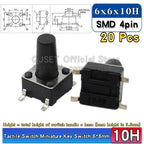 20pcs SMD Tactile Switch 6*6*4.3mm 6x6x5/6/7/8/9/10/11/12/13/14mm 6X6 4-Pin SMT Induction Oven Touch Tactile Button Micro Switch