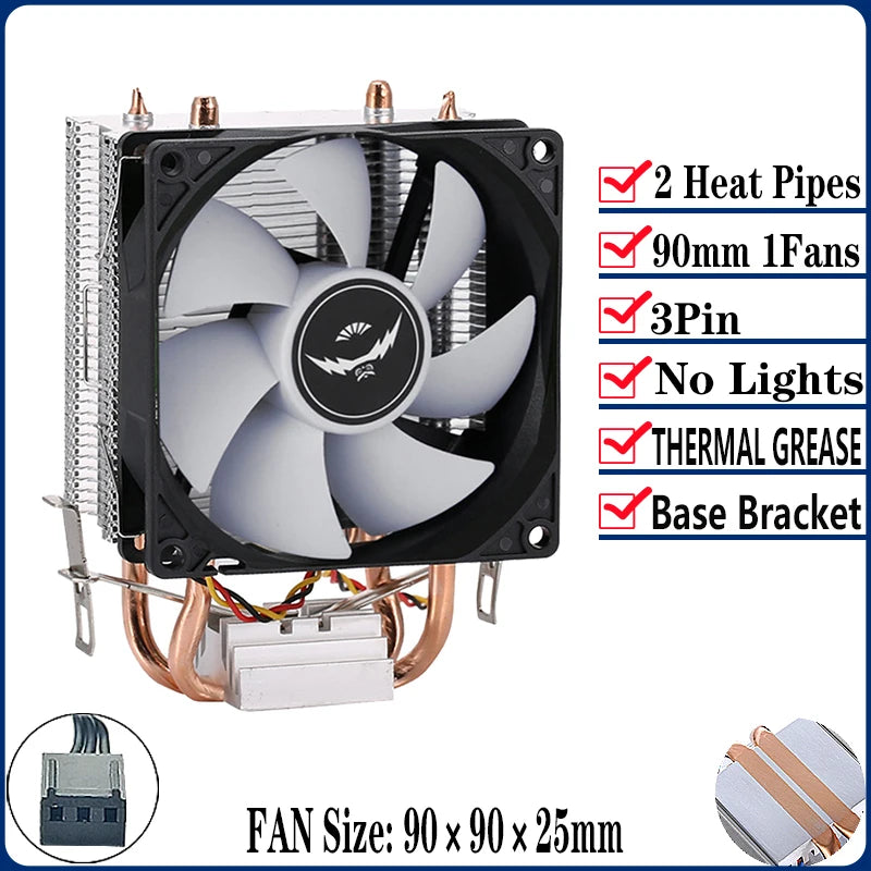 QiuzAim Air-cooled Radiator 2/4/6 Heat Pipe Computer Processor CPU Fan Compatible LGA115x 1200 1700 2011 2066 X79 X99 E5 AM4 AM5