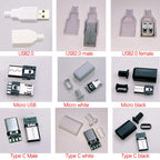 5Pcs USB Connectors Type C / Micro / USB 2.0 Type A Male Female Assembly Adapter DIY Soldering Repair Data Charging Plug Socket