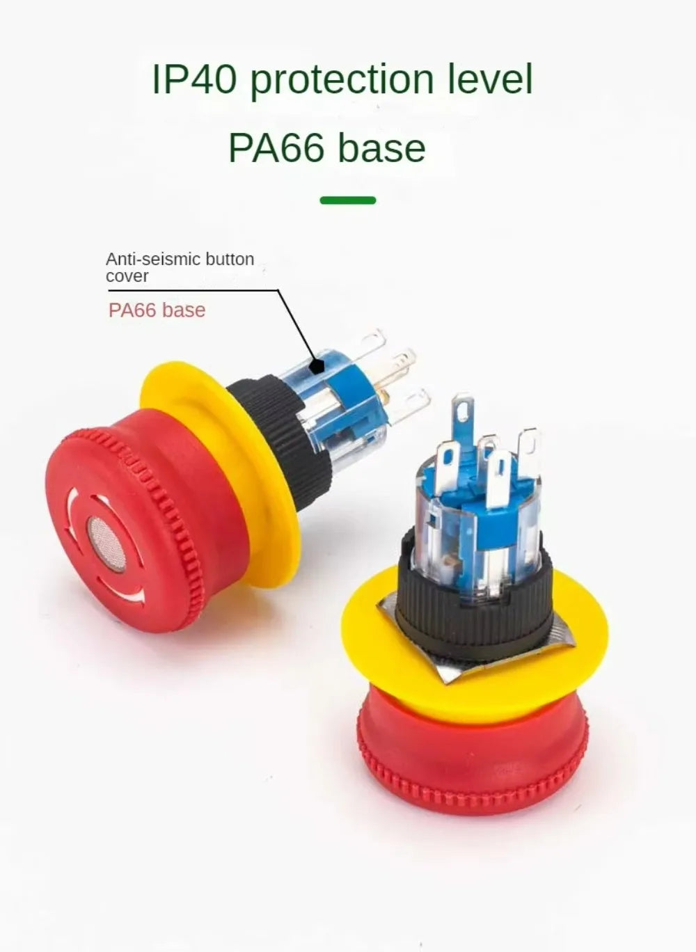16MM Red Illuminated Rotary Emergency Stop Button Switch Wired with Light 1NO1NC Rotate Reset Welding Pin Knob Plastic Switches