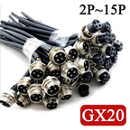 2Pin GX20 Male and Female Aviation Plug Socket 3 4 5 6 7 8 9 10 12 14 15Pin with Wire Connector Cable 250V Connection Line 7-20A