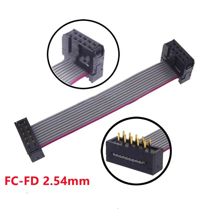 1PCS FC-FD DC4 IDC 2.54MM Pitch Male To Female Connector 6/8/10/12/14/16/20/24/26/30/34/40 PIN Flat Ribbon DOWNLOAD Data Cable