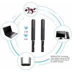 2 X 8dBi 2.4GHz 5.8GHz Dual Band WiFi Antenna RP-SMA Male +2 X 15CM I-P-E-X-1 to RP-SMA Female Pigtail Cable for Wireless Router