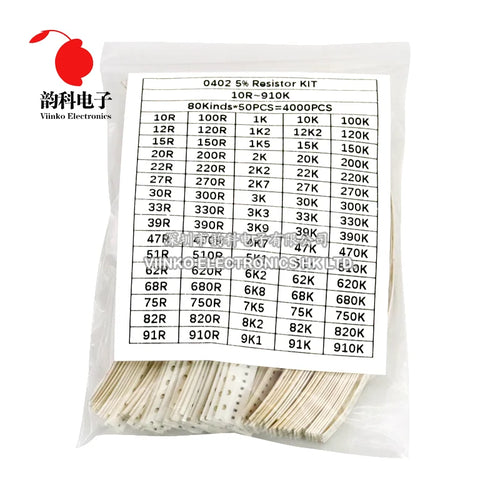 0402 0603 0805 1206 80values SMD Chip Resistor Assorted Kit 5% 10 ohm - 910K Resistance Sample set