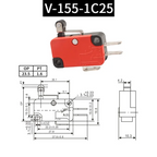 5pcs Travel Limit Switch Micro Switch Self-resetting V-152-1C25 3-pin Miniature Push Button Tactile Microswitch V-152 V-153 V-15