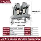 UK 2.5 Terminal Block UK2.5B Screw Connection Connect Strip 2.5B/3N/5N/6N/10N  2.5mm² Cable Electrical Din Rail Wire Connector