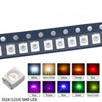 100PCS 3528 SMD LED Alloy Wire RED BLUE YELLOW GREEN ICE Blue PINK PURPLE 20mA Super Bright