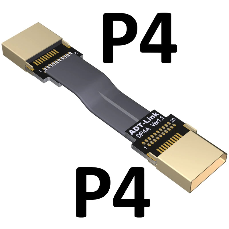 DisplayPort Ribbon Extension Cable Male-Female Flat EMI shielding FPC Cable DP 90 degree Angle Connector With mounting bracket