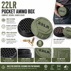 A compact storage case capable of holding 55 .22LR rounds—convenient for carrying to the shooting range.