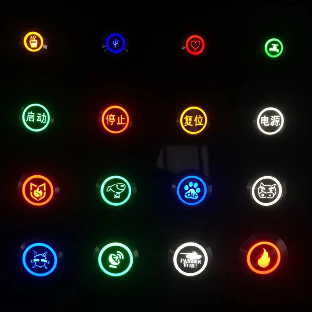 16/19/22MM Custom Metal Push Button Switch with Socket Waterproof Luminous Latching Momentary Car Boat Motorcycle 12V 24V 220V