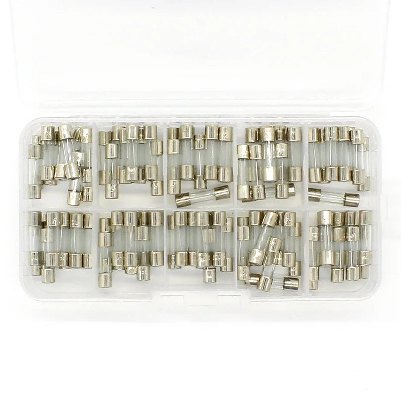 Promotion! 100Pcs Set 5x20mm Quick Blow Glass Tube Fuse Assorted Kits,Fast-blow Glass Fuses
