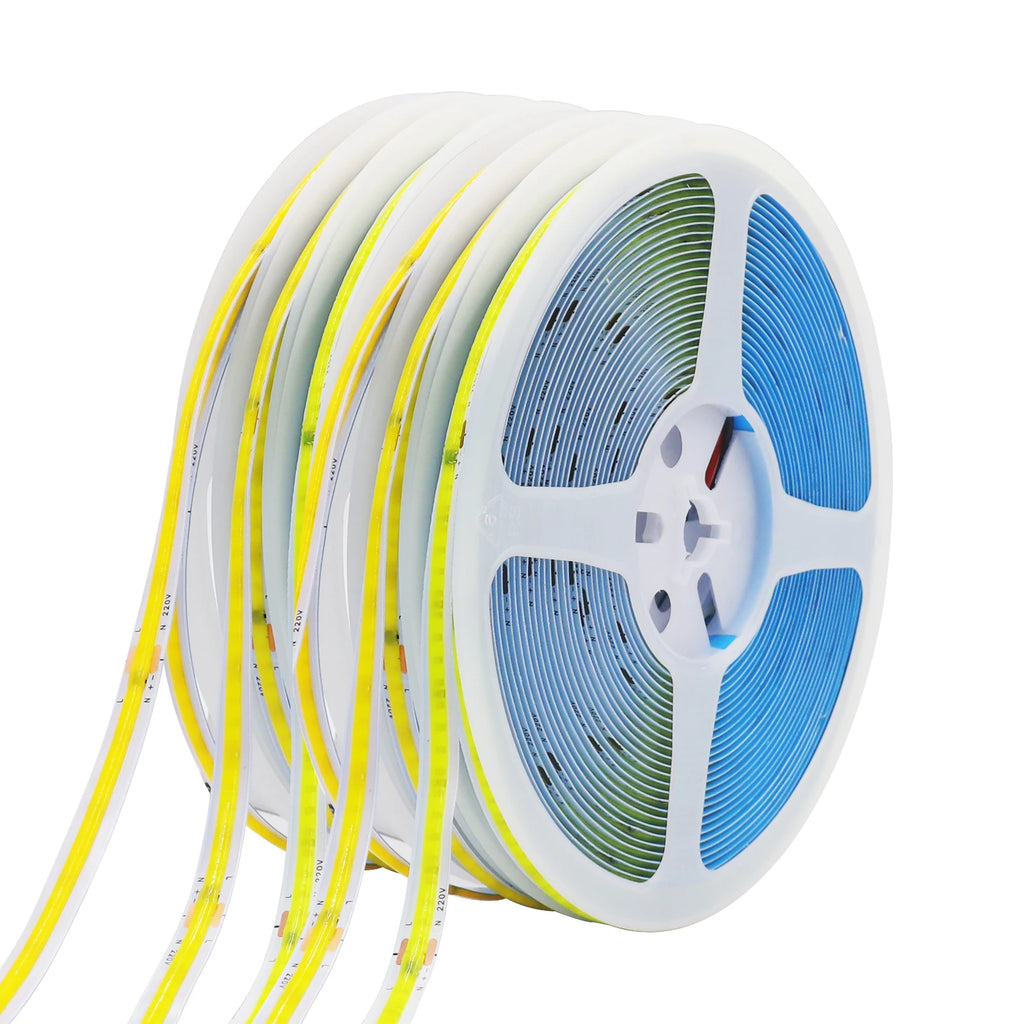 5M 10M 20M 50M/Roll COB Strip AC 220V 240Leds/M IP20 3000K 4000K 6000K Driver Build In Home Decor Flexible Ribbon Rope LED Light
