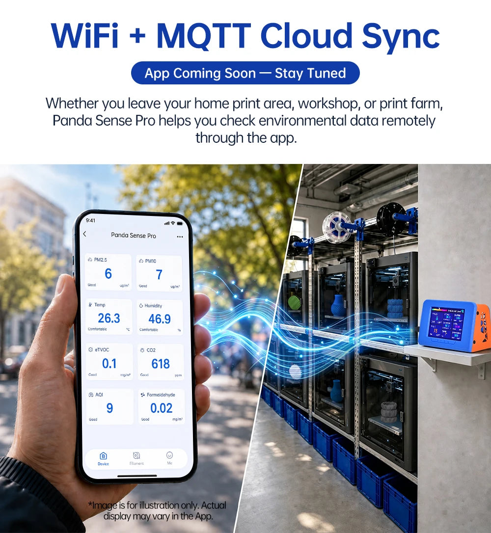 BIQU Panda Sense Pro 8-in-1 Air Quality Sensor PM2.5 CO2 HCHO TVOC 3.5" Screen WiFi MQTT Moonraker Klipper Home Assistant Smart