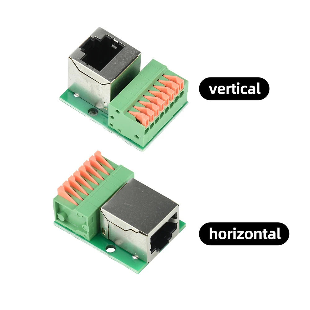 Solderless RJ45 Terminal Block DIN Rail Mount Gigabit Shielded Ethernet Breakout Board FR4 Material For PLC Security Monitoring