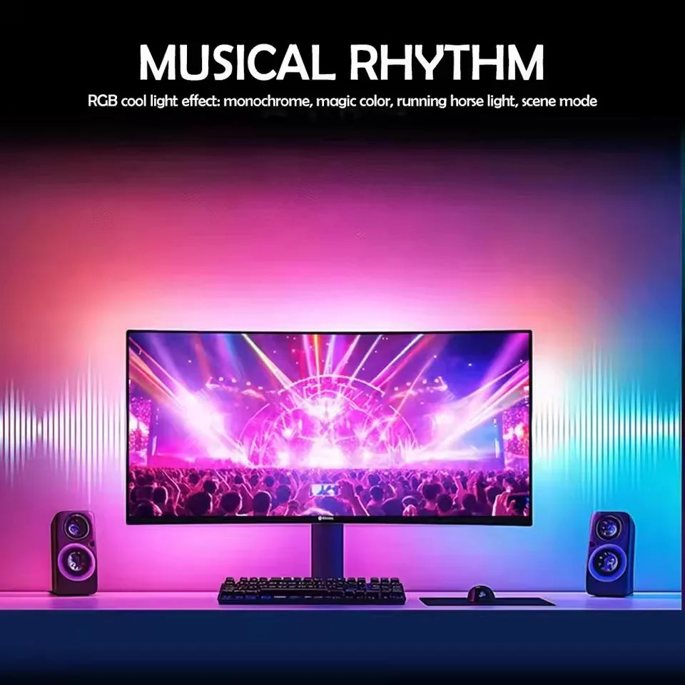 PC Backlight 24 27 32 34 Inch Monitor Screen LED Backlight Music Sync LED Strip Lights Game Room Computer Atmosphere Lights