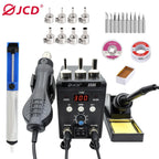 JCD 2 in 1 Digital Soldering Station Hot Air Gun Solder Iron SMD BGA Rework Desoldering Welding Repair Tools 760W 220V 110V 8586
