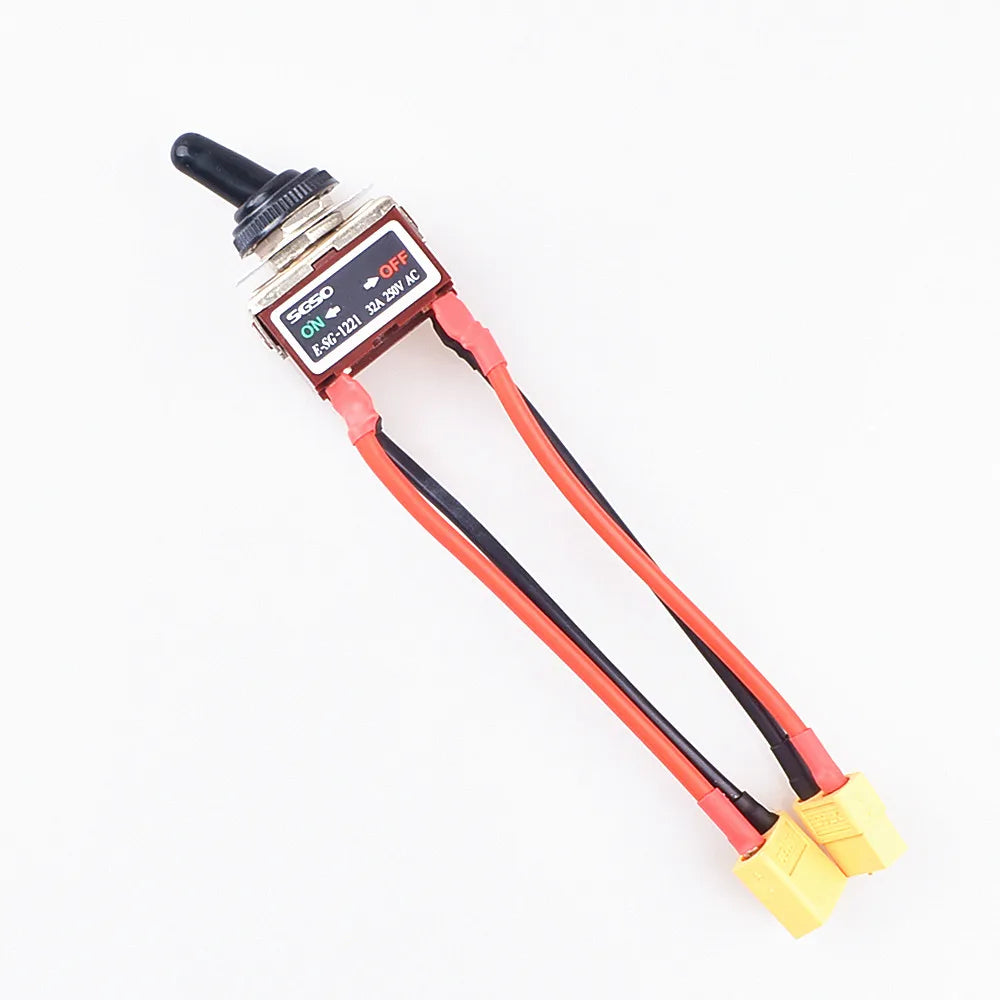 30A 32A 50A 12V 24V Battery Main Switch Large Current On-off with XT60/T Plug 14AWG Wire for RC Tug/Bait Boat 550 775 Motor