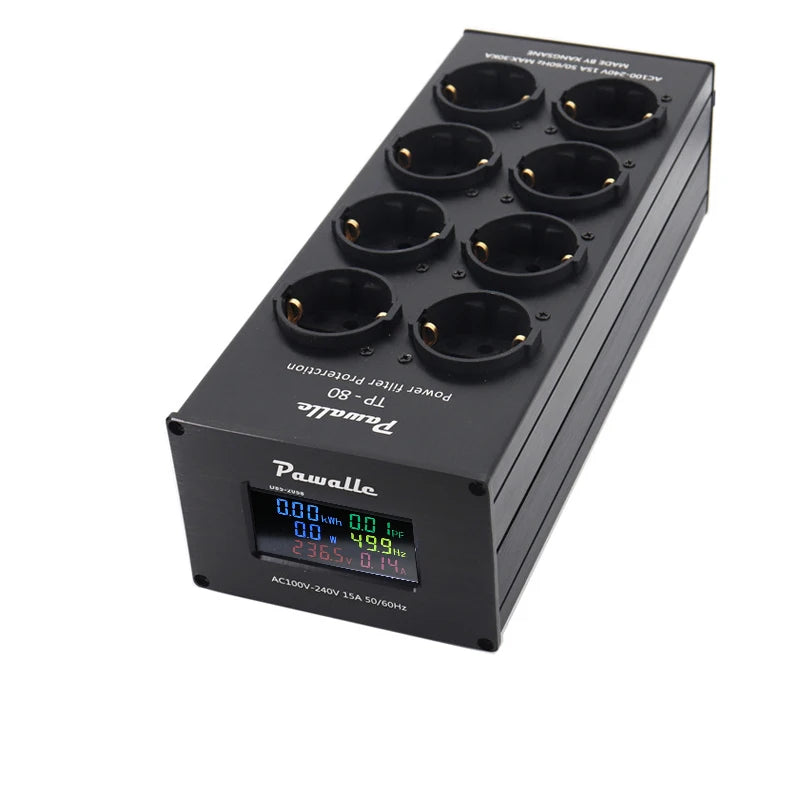 Pawalle tp80 EU Line filter socket lightning protection surge protection multi-function display voltage current power consumptio