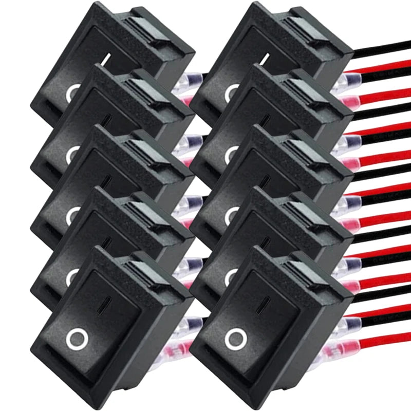 1/5/10/20pcs Motorcycle Mini Round Rocker Switch 12 Volt on/Off Toggle Switch 15cm Pre-Wired Auto Marine Electrical Switch