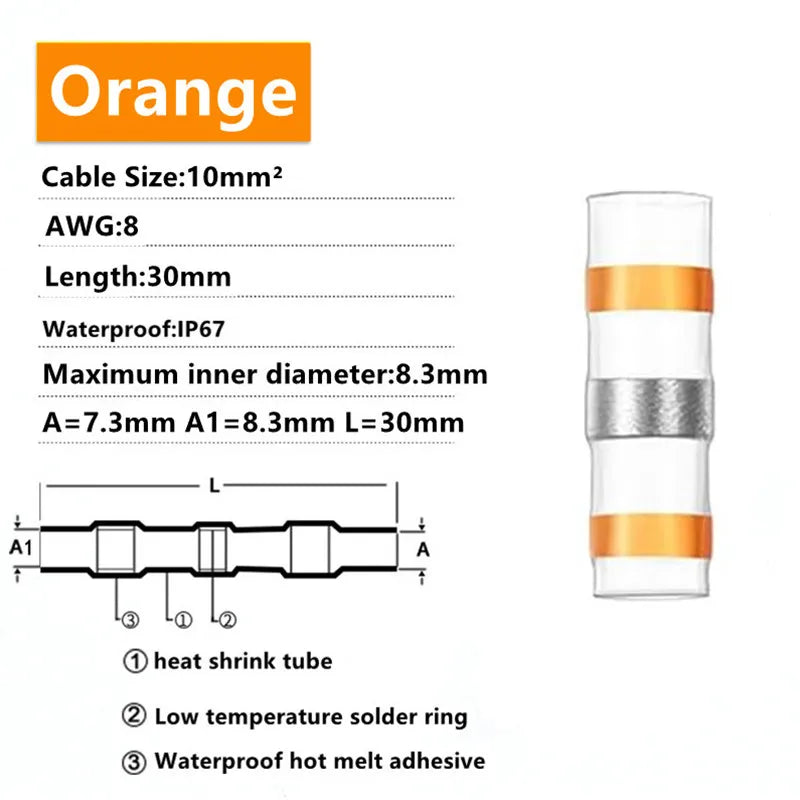 10-200pcs Welding Ring Heat Shrink Tube Terminal Waterproof Electrical Connection Solder Seal Wire Connectors Butt Splice
