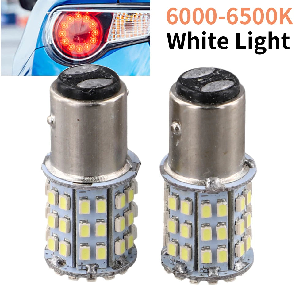 2PCS Small LED Bulbs ForSMD 1206 BAY15D 64SMD LED 1157 Dual Filament Brake Stop Tail Light Bulb Globe 12V Turn Signal Light