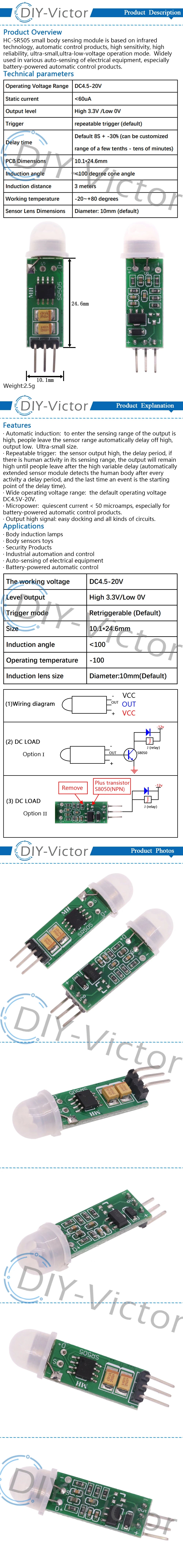 HC-SR505 Mini Infrared PIR Motion Sensor Precise Infrared Detector Module For Arduino Body Sensor Switch Module Sensing Mode