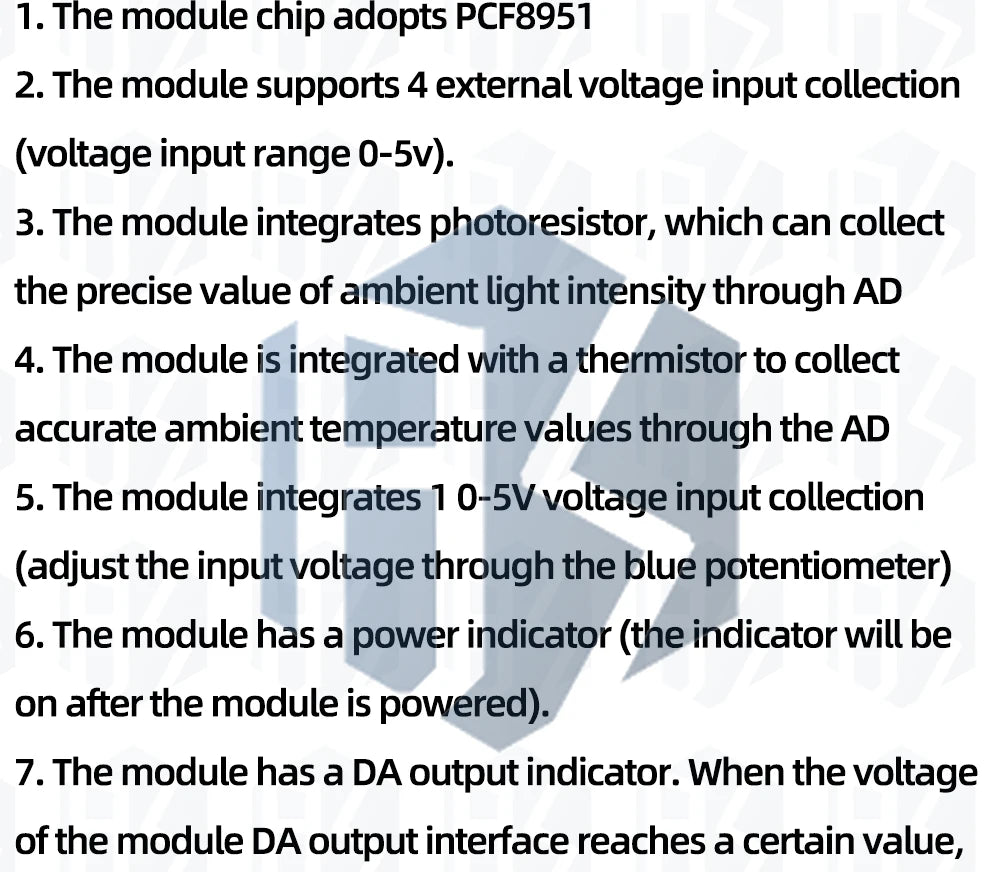 PCF8591 AD / DA Conversion of to Digital /Digital-to- Converter Module Temperature Illumination