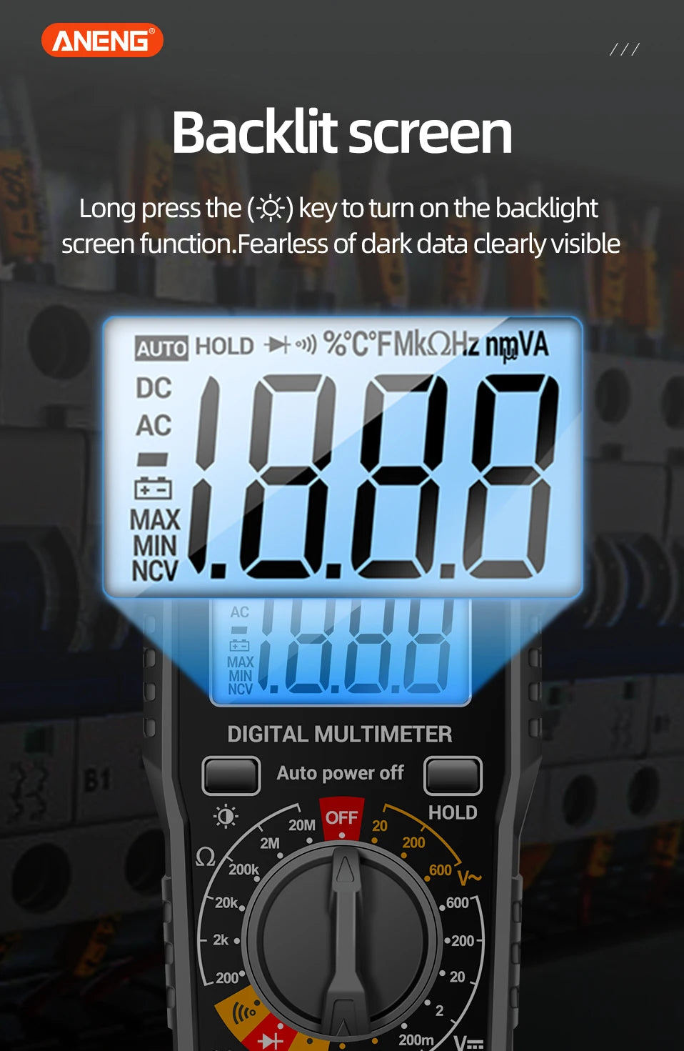 ANENG SZ06 Multimeter 2000 Diode Ohm Professional Smart Mini Multimetro Counts Digital AC/DC Voltage DC Current Tester Tools