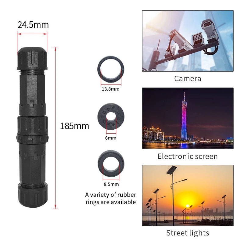 IP68 Electrical Waterproof Connector Wire Cable 2/3/4/5 Pin Outdoor Plug Straight Quick Screw Conductor Connector