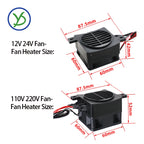 12V 24V 48V 110V 220V PTC Heater 50~400W Ceramic Thermostatic Insulated Heater With Fan Pet Insulation Incubator Electric Heater